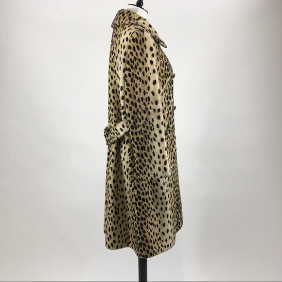 SOLD VTG Faux Fur Cheetah Print Long Coat - Picture 5 of 16